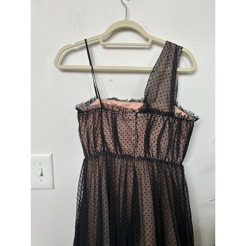 NWT Anthropologie Tulle Dot Maxi Dress One Shoulder Black Nude Size 0 MRSP $220 - Picture 6 of 12